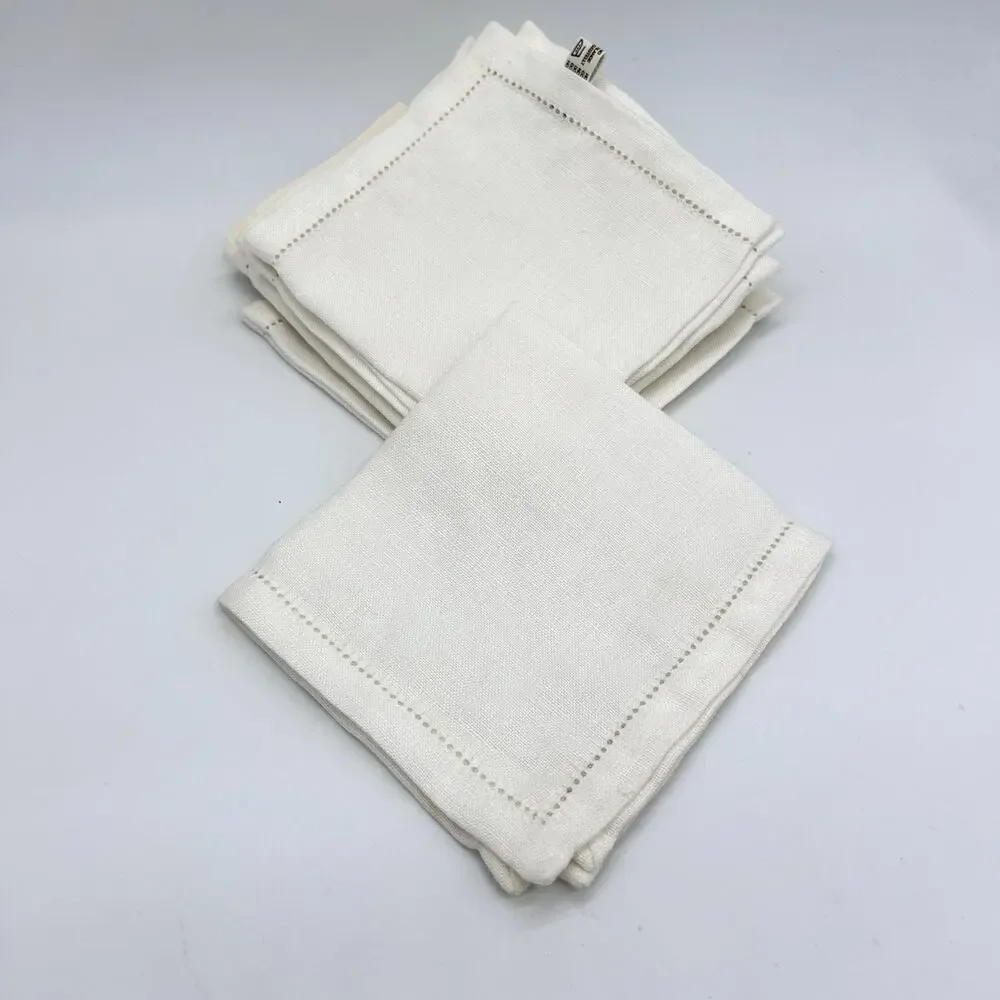 Vintage Irish Linen Cocktail Napkins Nordstrom White Square Set of 6 NWT NOS